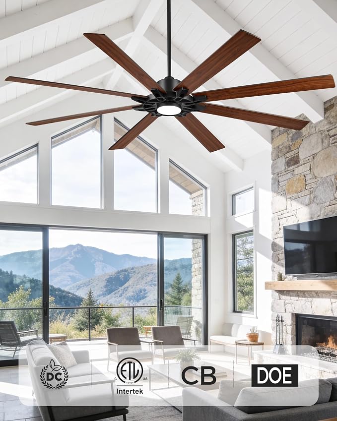 84 Inch Ceiling Fan,Large Indoor Outdoor Ceiling Fan for High Ceilings,Covered Patio & Garage,Smart Ceiling Fan Compatible