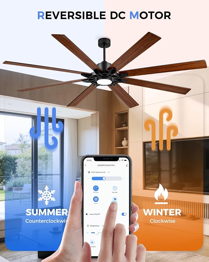 84 Inch Ceiling Fan,Large Indoor Outdoor Ceiling Fan for High Ceilings,Covered Patio & Garage,Smart Ceiling Fan Compatible