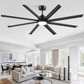 84 Inch Ceiling Fans with Lights, Indoor/Outdoor Industrial Ceiling Fan with 8 Aluminum Reversible Blade, Quiet DC Motor