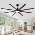 84 Inch Ceiling Fans with Lights, Indoor/Outdoor Industrial Ceiling Fan with 8 Aluminum Reversible Blades, Quiet DC Motor