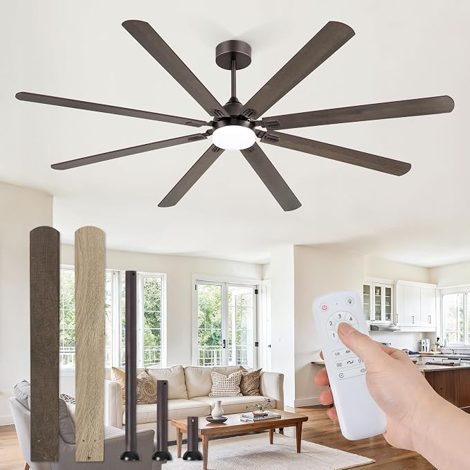 84 Inch Ceiling Fans with Lights, Oil Bronze Modern Ceiling Fan with Remote,Large Farmhouse Indoor & Outdoor Ceiling Fan with