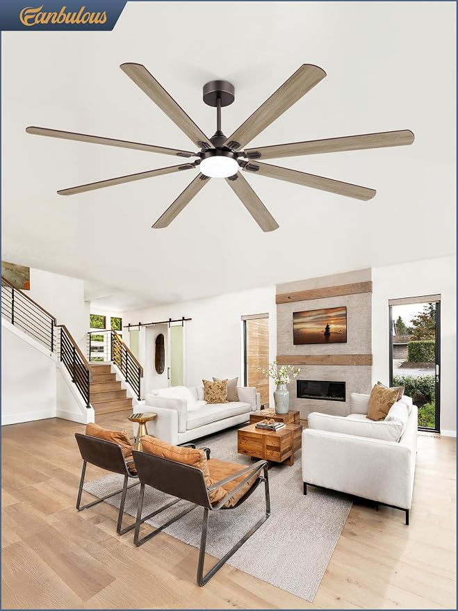 84 Inch Ceiling Fans with Lights, Oil Bronze Modern Ceiling Fan with Remote,Large Farmhouse Indoor & Outdoor Ceiling Fan with