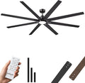 84 inch Large Ceiling Fans with Lights and Remote, Indoor/Outdoor Black Ceiling Fan for Living Room Patio, 6 Speeds Silent