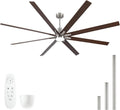 84 Inch Solid Wood Large Ceiling Fans with Lights and Remote, Walnut Blades, 3CCT Dimmable LED, 6-Speed Reversible DC Motor