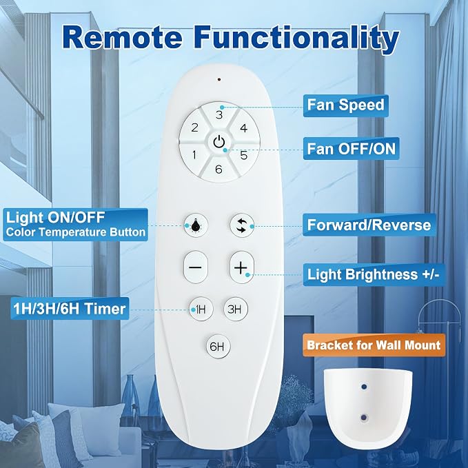 84 Inch Solid Wood Large Ceiling Fans with Lights and Remote, Walnut Blades, 3CCT Dimmable LED, 6-Speed Reversible DC Motor