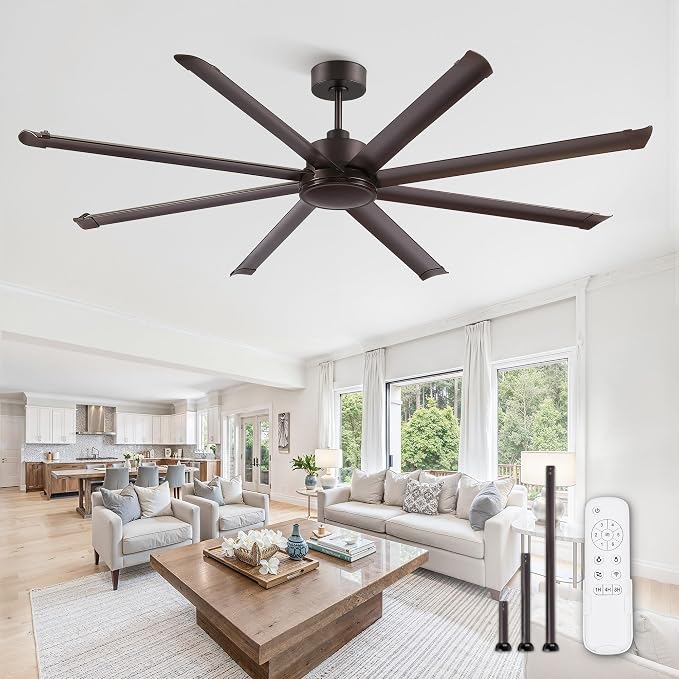 84" Large Industrial Ceiling Fans No light with Aluminum 8 Blades, Commercial Ceiling Fan without Light,Quiet DC Motor, 6