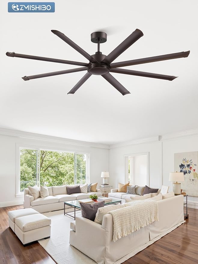 84" Large Industrial Ceiling Fans No light with Aluminum 8 Blades, Commercial Ceiling Fan without Light,Quiet DC Motor, 6
