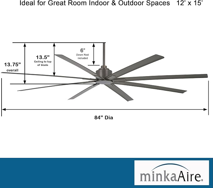 84" OUTDOOR CEILING FAN, alternate product view 3