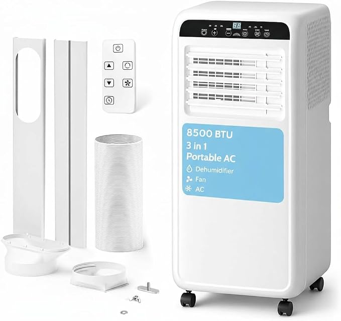 8500BTU Portable AC Units for Rooms, 3-IN-1 Portable Air Conditioners Cools Up to 450 Sq.Ft, LED Display/Remote Control, for