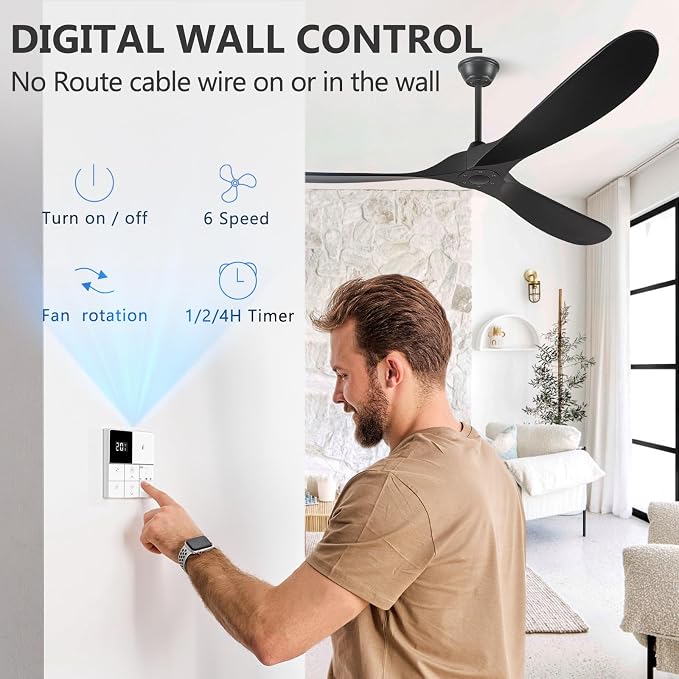 88" Ceiling Fans without Lights, Wood Ceiling Fan no Light with Remote, Large Outdoor Ceiling Fan for Patio, Porch, Bedroom