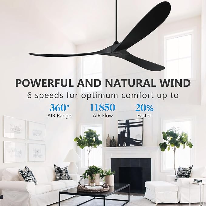 88" Ceiling Fans without Lights, Wood Ceiling Fan no Light with Remote, Large Outdoor Ceiling Fan for Patio, Porch, Bedroom