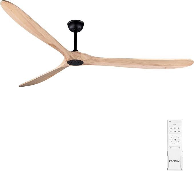 88" Large Ceiling Fan with Remote Control, Wood Ceiling Fan Without Lights for Indoor/Outdoor - Modern Design, Powerful