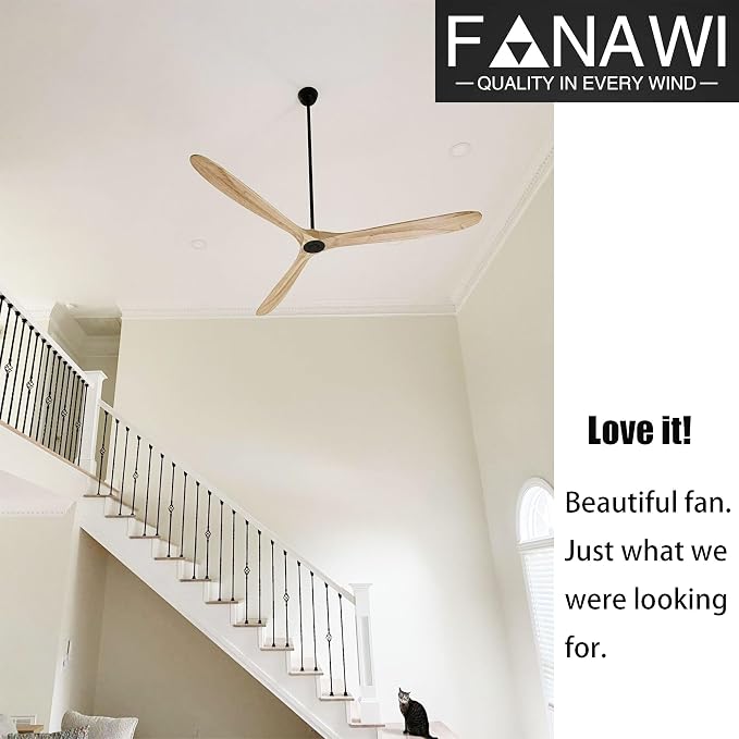 88" Large Ceiling Fan with Remote Control, Wood Ceiling Fan Without Lights for Indoor/Outdoor - Modern Design, Powerful