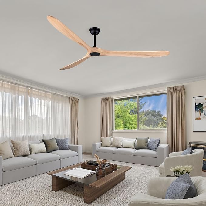 88" Large Ceiling Fan with Remote Control, Wood Ceiling Fan Without Lights for Indoor/Outdoor - Modern Design, Powerful