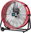 8800 CFM Wide Version Metal Drum Fan 24 Inch High Velocity Fan Heavy Duty Tilt Red Commercial, Industrial Use 3 Speed - 8 FT