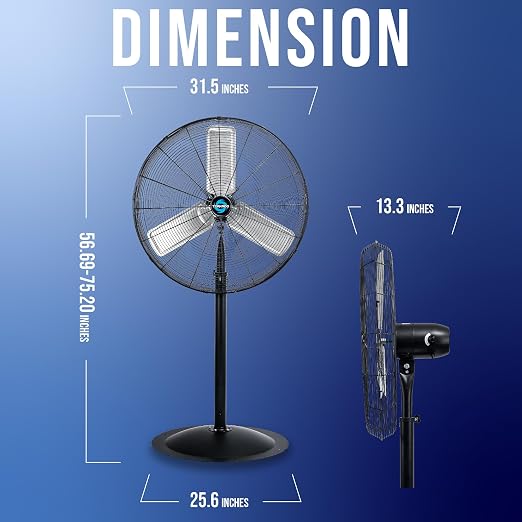 8850 CFM 30 Inch Pedestal Fan Non-Oscillating High Velocity Fan Stationary, 3 Speed 10 FT Cord Metal, Commercial, Industrial