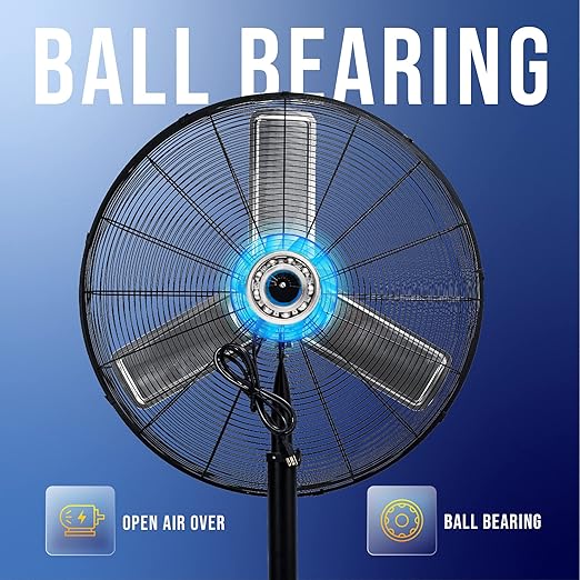 8850 CFM 30 Inch Pedestal Fan Non-Oscillating High Velocity Fan Stationary, 3 Speed 10 FT Cord Metal, Commercial, Industrial