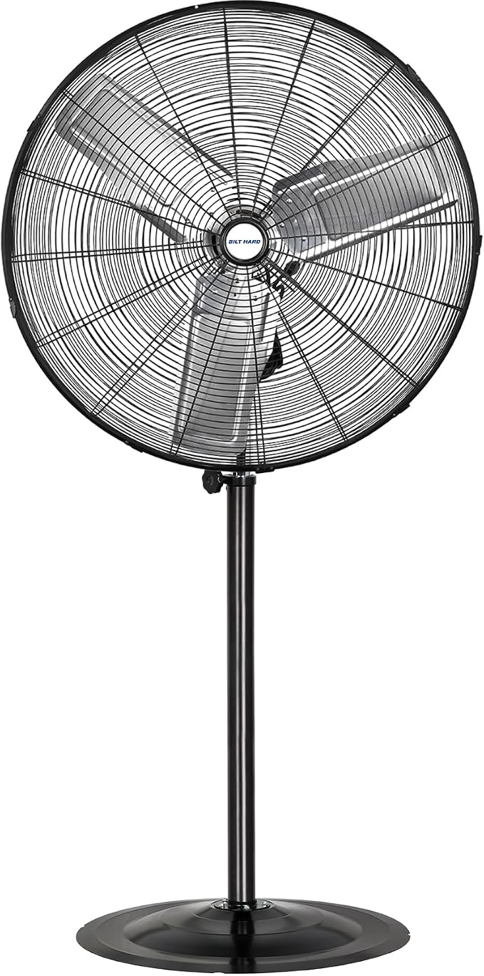 8900 CFM 30" High-Velocity Industrial Pedestal Fan, 3-Speed Heavy Duty Industrial Standing Fan with Metal Aluminum Blades and