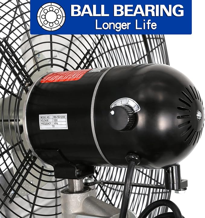 8900 CFM 30" High-Velocity Industrial Pedestal Fan, 3-Speed Heavy Duty Industrial Standing Fan with Metal Aluminum Blades and