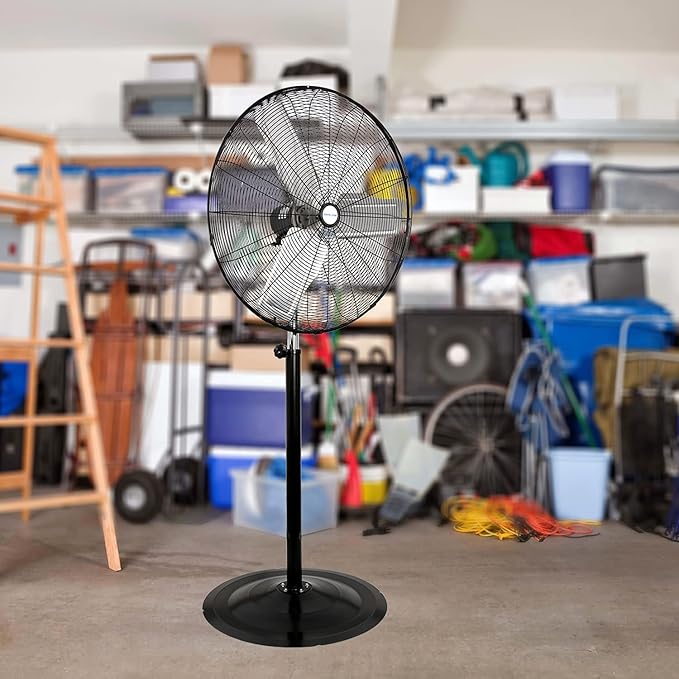 8900 CFM 30" High-Velocity Industrial Pedestal Fan, 3-Speed Heavy Duty Industrial Standing Fan with Metal Aluminum Blades and