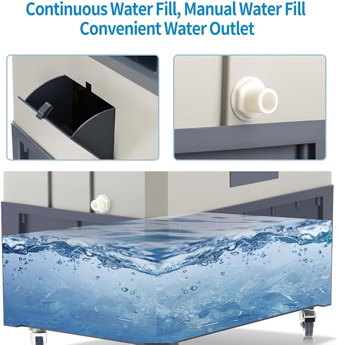 8979 CFM Swamp Cooler, 58" Evaporative Air Cooler with 36 Gal Water Tank, 5 Ice Box, 120° Oscillation, Portable Air