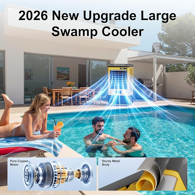 8980CFM Swamp Coolers,Portable Evaporative Air Cooler for 1800 Sq.ft of Space,with Continuous Auto Fill,36-Gal Water