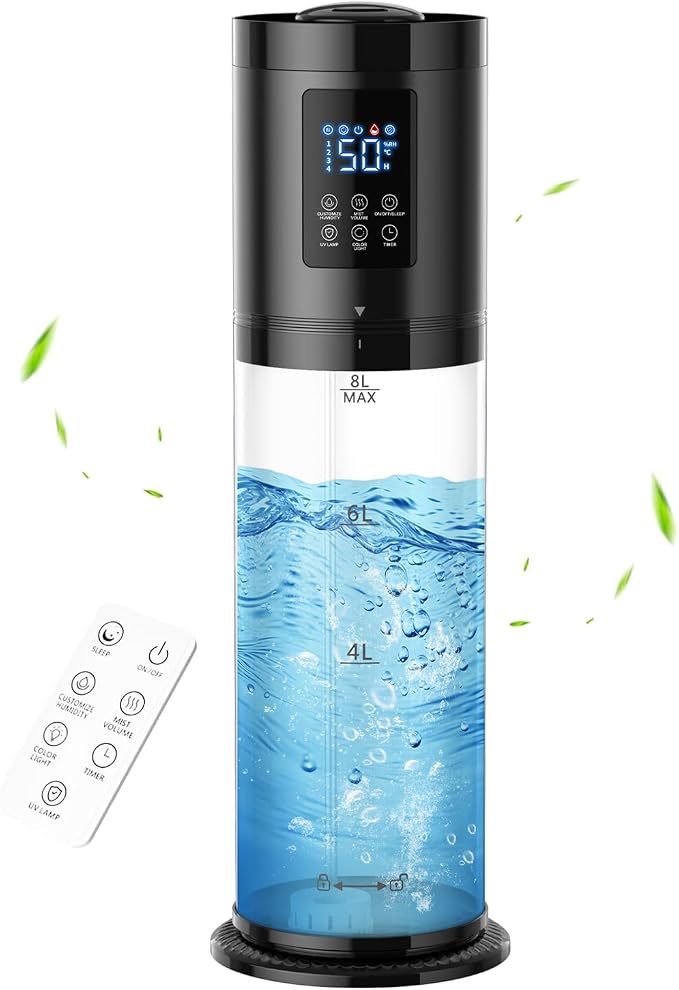 8L Humidifiers for Bedroom, 30dB Quiet, 500ft2 Coverage, 60H Runtime, Top Fill, product image