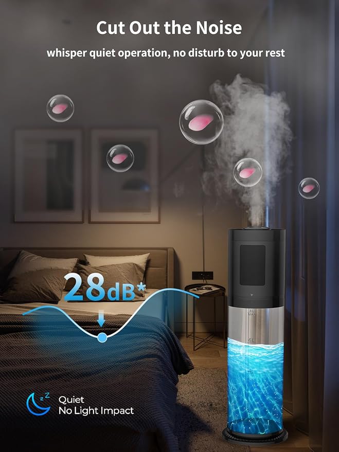 8L Humidifiers for Bedroom, 30dB Quiet, 500ft2 Coverage, 60H Runtime, Top Fill, alternate product view 5