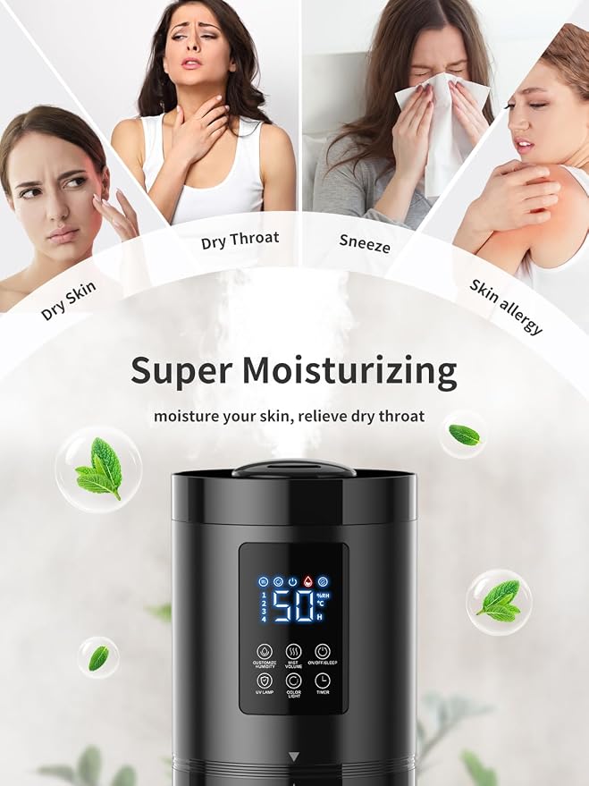 8L Humidifiers for Bedroom, 30dB Quiet, 500ft2 Coverage, 60H Runtime, Top Fill, alternate product view 6