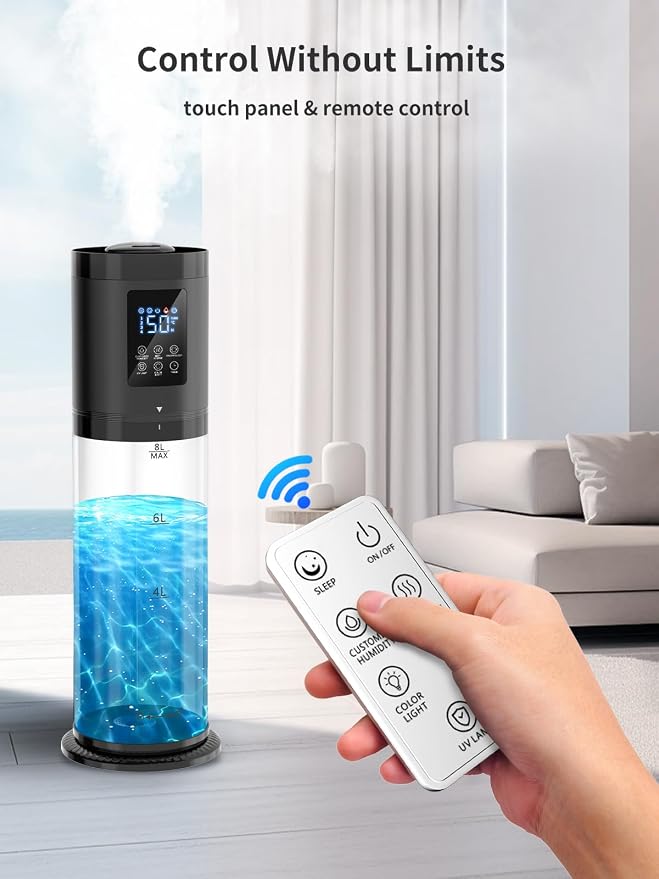 8L Humidifiers for Bedroom, 30dB Quiet, 500ft2 Coverage, 60H Runtime, Top Fill, alternate product view 7