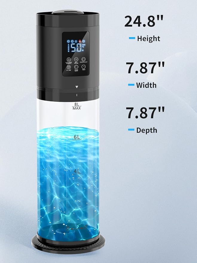 8L Humidifiers for Bedroom, 30dB Quiet, 500ft2 Coverage, 60H Runtime, Top Fill, alternate product view 9