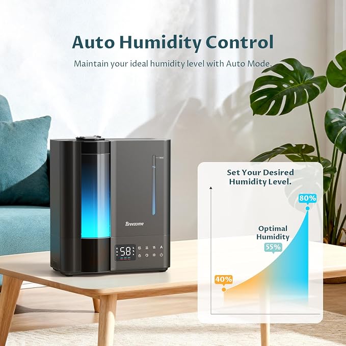 8L Humidifiers for Bedroom, Warm & Cool Mist for Large Room Home, Top Fill Ultrasonic Humidifier, Humidity Sensor, alternate