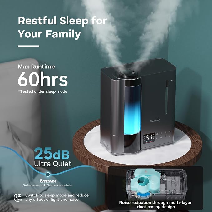8L Humidifiers for Bedroom, Warm & Cool Mist for Large Room Home, Top Fill Ultrasonic Humidifier, Humidity Sensor, alternate