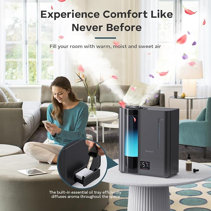 8L Humidifiers for Bedroom, Warm & Cool Mist for Large Room Home, Top Fill Ultrasonic Humidifier, Humidity Sensor, alternate