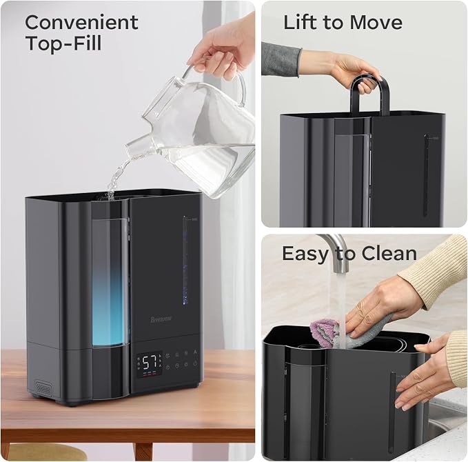 8L Humidifiers for Bedroom, Warm & Cool Mist for Large Room Home, Top Fill Ultrasonic Humidifier, Humidity Sensor, alternate