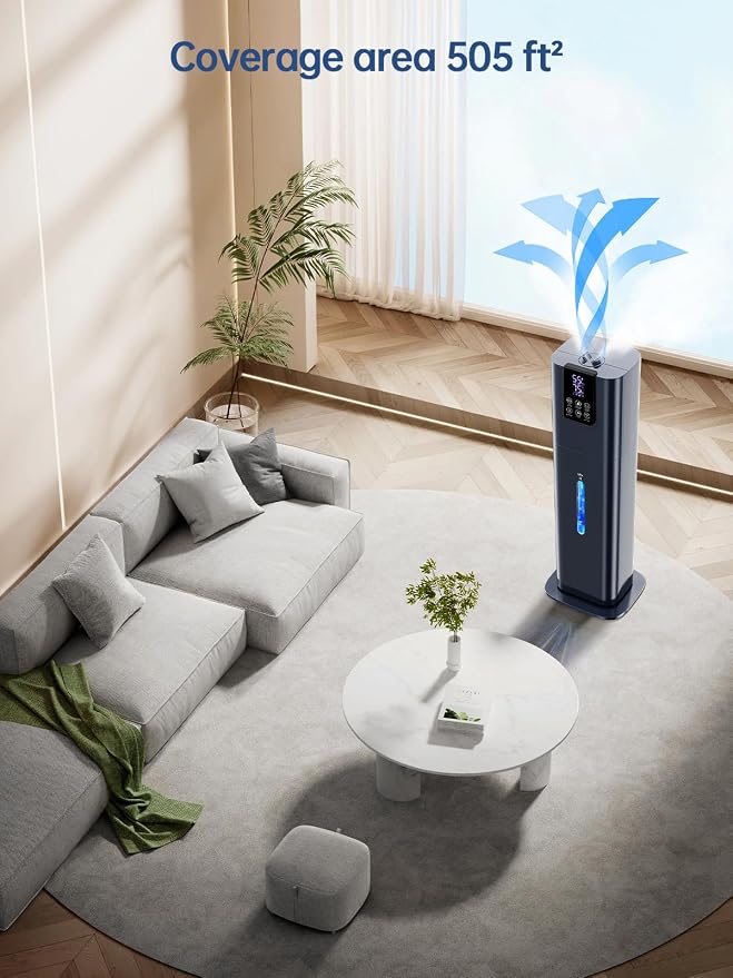 8L Smart Humidifiers for Bedroom Large Room, 2.1Gal Cool Mist Top Fill Diffuser Ambient Light, App & Remote Control, 3 Mist