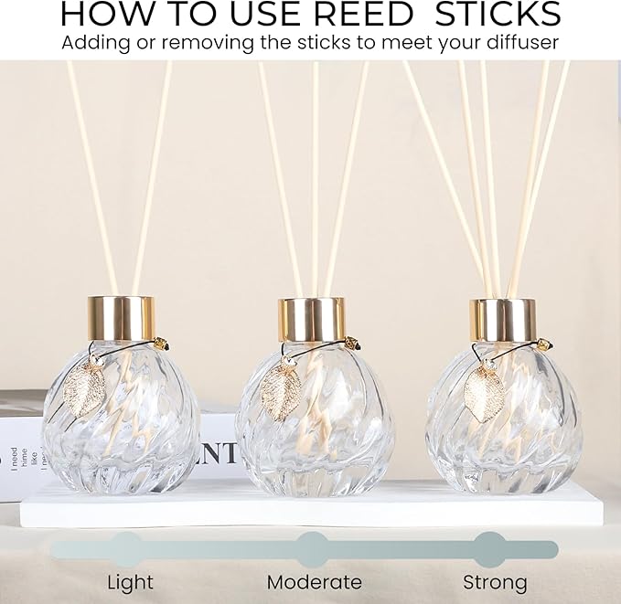 8Pcs Reed Diffuser Set with Metal Golden Decoration, 3.5oz-4.2oz Empty Bottles with 20Pcs Reed Sticks, alternate product view