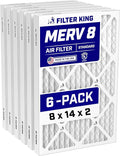 8x14x2 Air Filter (MERV 8) (6-Pack) Dust & Allergy Control AC Furnace Filters, MADE IN USA, HVAC, Pleated, Electrostatic