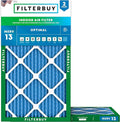 8x20x1 Air Filter MERV 13 Optimal Smoke & Allergy Defense (2-Pack), Electrostatic Pleated HVAC AC Furnace Filters Replacement