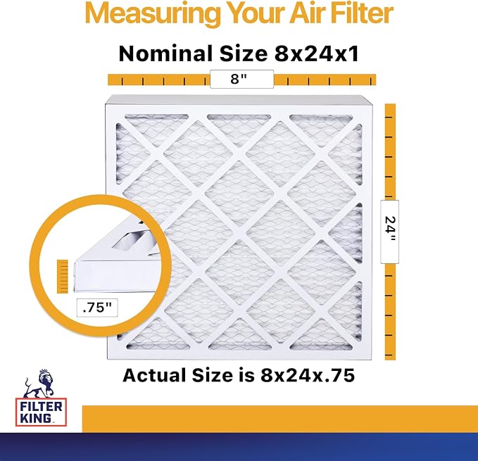 8x24x1 Air Filter (MERV 13) (12-Pack) Dust & Allergy Control AC Furnace Filters, MADE IN USA, HVAC, Pleated, Electrostatic