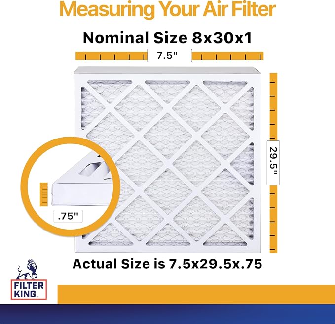 8x30x1 Air Filter (MERV 13) (12-Pack) Dust & Allergy Control AC Furnace Filters, MADE IN USA, HVAC, Pleated, Electrostatic