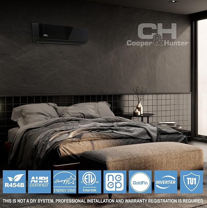 9,000 BTU 230V Black Mini Split AC Heat Pump - 24.6 SEER2 - Smart Kit & 16FT Installation Kit Included, alternate product