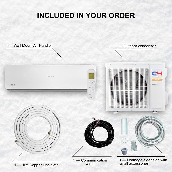 9,000 BTU 230V Hyper Heat Ductless Mini Split AC & Heat Pump – 26.4 SEER2 Inverter – Works Down to -22°F – Includes Smart