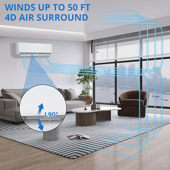 9,000 BTU Mini Split AC/Heating System, 24 SEER2 Smart Air Conditioner w/Heat Pump, alternate product view 6