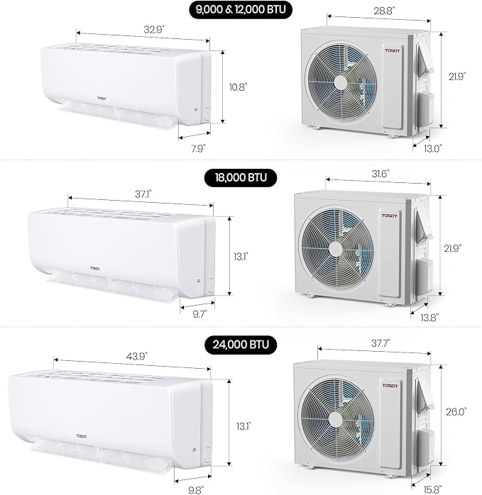 9,000 BTU Mini-Split Air Conditioner and Heating System, 20.5 SEER2 Wifi-Enabled Ductless Inverter AC Unit with 16ft Copper