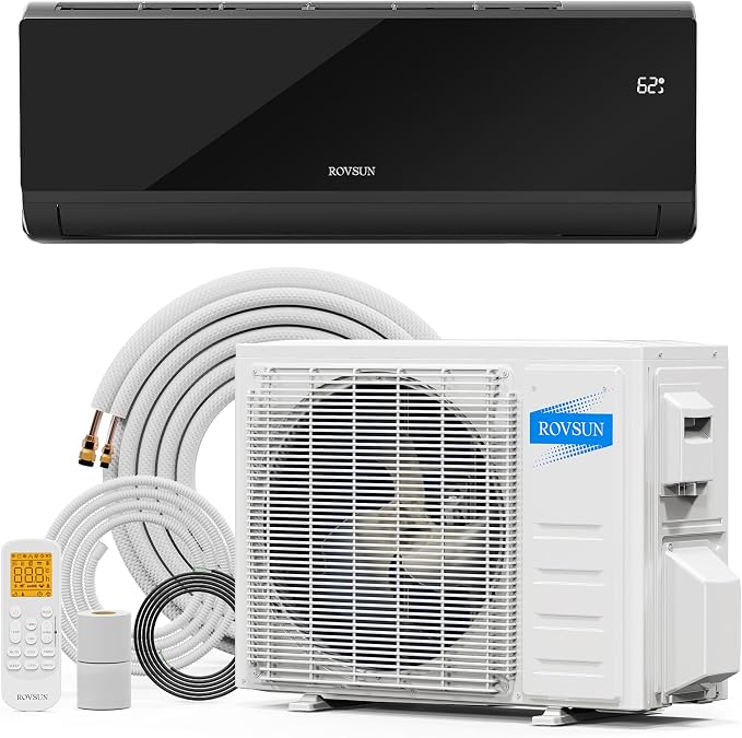 9,000 BTU Mini Split Air Conditioner & Heater, 19 SEER2 115V Energy Saving Inverter Ductless Wall AC Unit with Pre-Charged
