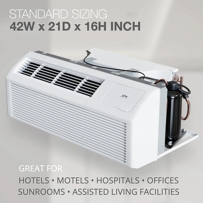 9,000 BTU PTAC Packaged Terminal Air Conditioner & Heat Pump – Built-In 3.5kW Electric Heater – Includes Wireless Smart Kit