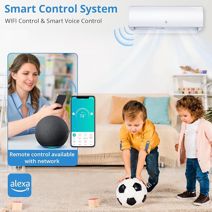 9,000 Btus Mini Split Air Conditioning/Heating System, 19 Seer2 Inverter Mini Split Ac for Cooling Up to 450 Sq. Ft.
