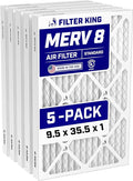 9.5x35.5x1 Air Filter (MERV 8) (5-Pack) Dust & Allergy Control AC Furnace Filters, MADE IN USA, HVAC, Pleated, Electrostatic