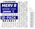 9.5x9.5x1 Air Filter (MERV 8) (12-Pack) Dust & Allergy Control AC Furnace Filters, MADE IN USA, HVAC, Pleated, product image